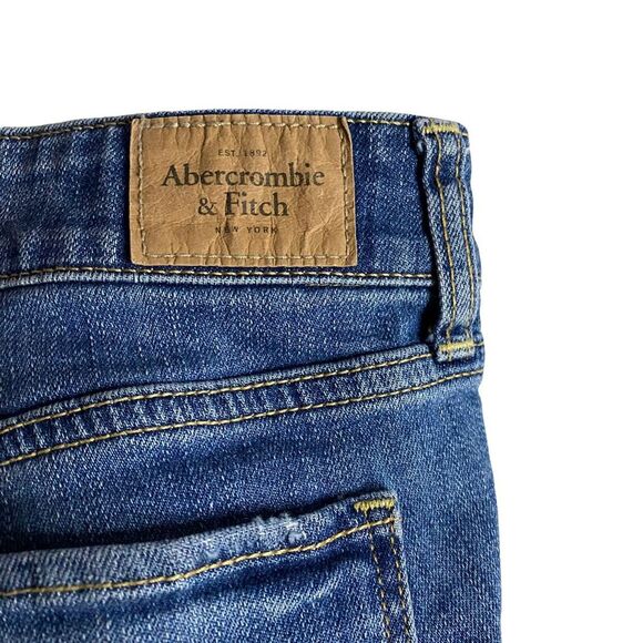 Abercrombie & Fitch Women's Medium Indigo Distressed Mini Shorts - Picture 5 of 6
